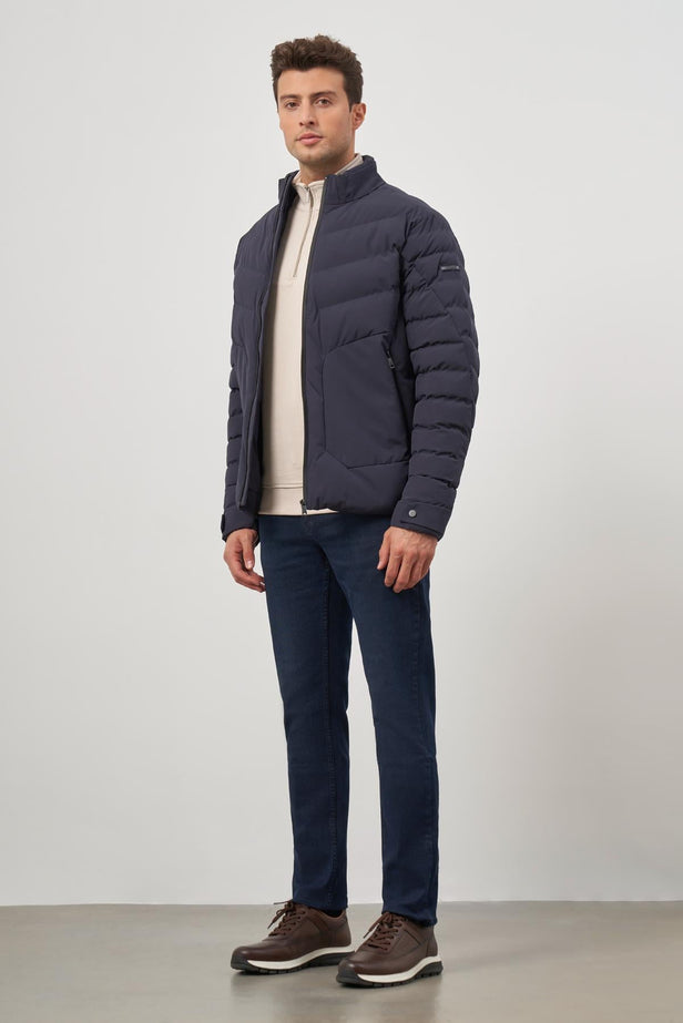 Quilted Stand Collar Full-Lined Slim Fit Classic Coat 1007245155