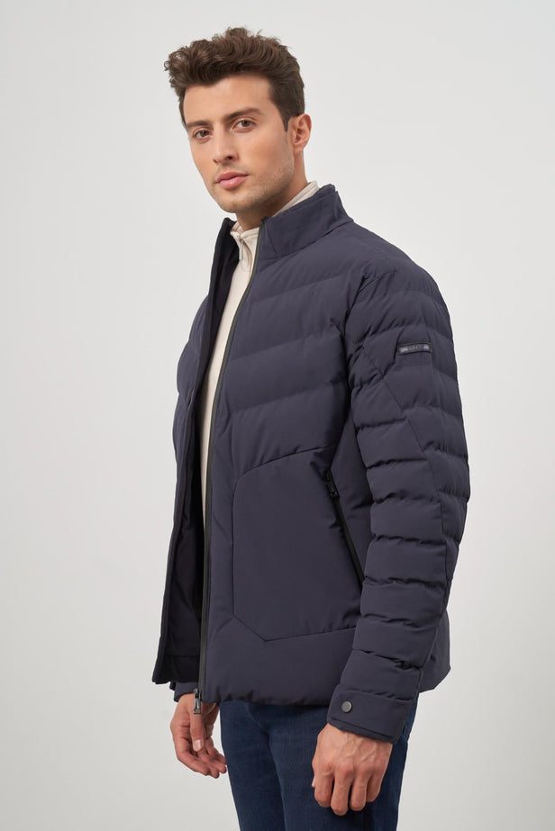 Quilted Stand Collar Full-Lined Slim Fit Classic Coat 1007245155