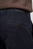 Navy Cotton Side Pocket Casual Comfort Fit Chino Trousers 1003245156