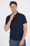 Italian Button Collar Short Sleeve Slim Fit Performance Shirt (Model 1004250255)
