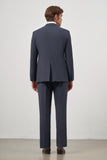 Navy Self-Patterned Notch Lapel 2 Button 6 Drop Comfort Fit Classic Suit 1001240189