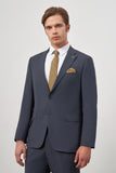 Navy Self-Patterned Notch Lapel 2 Button 6 Drop Comfort Fit Classic Suit 1001240189
