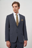 Navy Self-Patterned Notch Lapel 2 Button 6 Drop Comfort Fit Classic Suit 1001240189