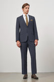 Navy Self-Patterned Notch Lapel 2 Button 6 Drop Comfort Fit Classic Suit 1001240189