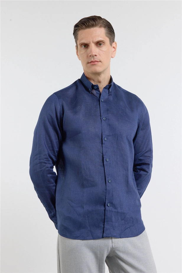 IMZA Men's 100% Linen Button-Down Slim Fit Shirt – 1004260161