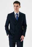 IMZA Men's Double-Breasted Peak Lapel Slim Fit Classic Suit – 1001240166