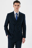 IMZA Men's Double-Breasted Peak Lapel Slim Fit Classic Suit – 1001240166