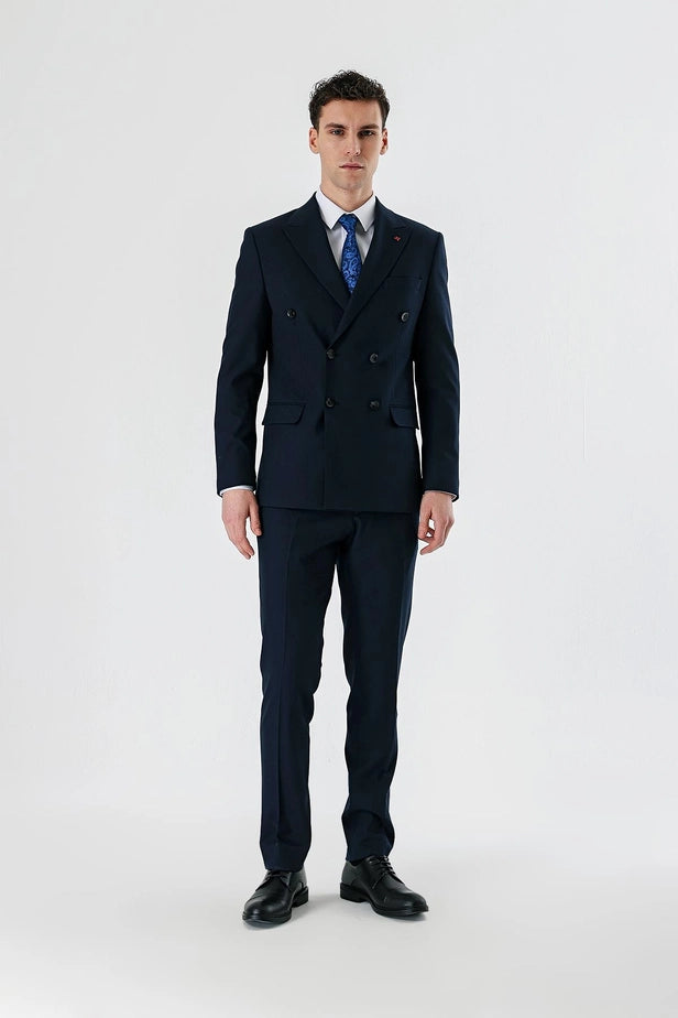 IMZA Men's Double-Breasted Peak Lapel Slim Fit Classic Suit – 1001240166