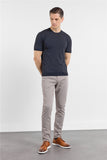Short Sleeve Plain Crew Neck Pocketless Slim Fit T-Shirt 1011250179