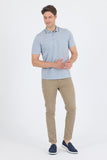 Navy Short Sleeve Self Patterned Jacquard Polo Collar Pocket Comfort Fit T-Shirt 1011250172