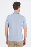Navy Short Sleeve Self Patterned Jacquard Polo Collar Pocket Comfort Fit T-Shirt 1011250172