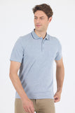 Navy Short Sleeve Self Patterned Jacquard Polo Collar Pocket Comfort Fit T-Shirt 1011250172