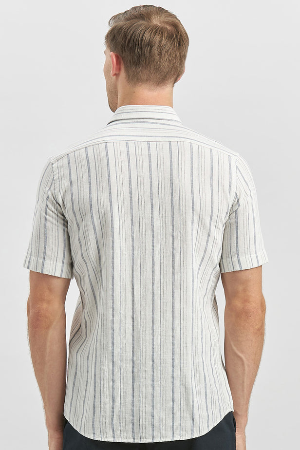 IMZA Men's Striped Dobby Slim Fit Short-Sleeve Shirt – 1004240244