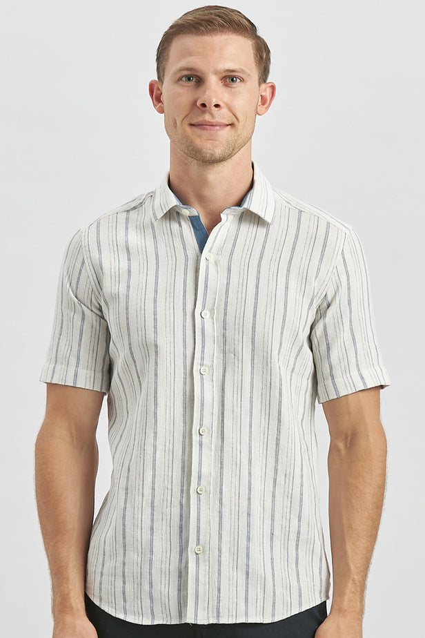 IMZA Men's Striped Dobby Slim Fit Short-Sleeve Shirt – 1004240244