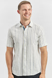 IMZA Men's Striped Dobby Slim Fit Short-Sleeve Shirt – 1004240244