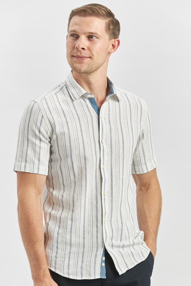 IMZA Men's Striped Dobby Slim Fit Short-Sleeve Shirt – 1004240244