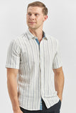 IMZA Men's Striped Dobby Slim Fit Short-Sleeve Shirt – 1004240244