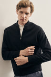College Collar Long Sleeve Pocketless Comfort Fit Wool Knit Jacket (Model 1012255211)
