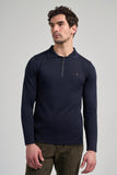 Navy Polo Collar Plain Casual Cotton Slim Fit Knitwear 1012245250