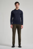 Navy Polo Collar Plain Casual Cotton Slim Fit Knitwear 1012245250