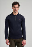 Navy Polo Collar Plain Casual Cotton Slim Fit Knitwear 1012245250