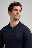 Navy Polo Collar Plain Casual Cotton Slim Fit Knitwear 1012245250