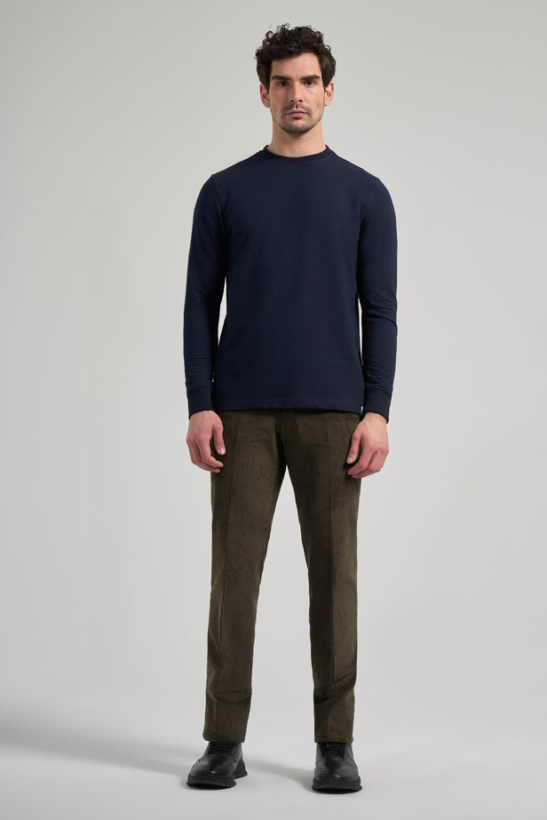 Long Sleeve Plain Knit Crew Neck Pocketless Standard Fit Sweatshirt 1013245252