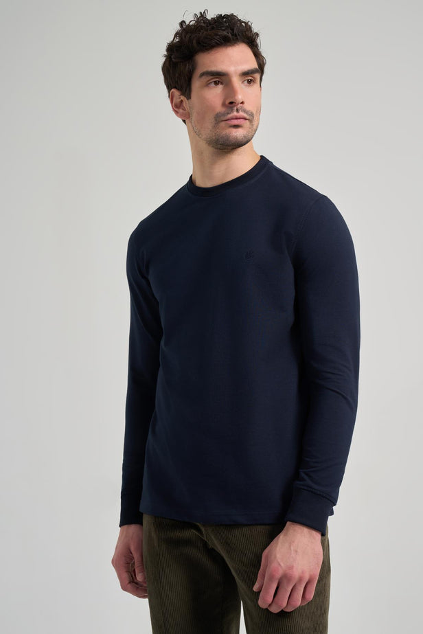 Long Sleeve Plain Knit Crew Neck Pocketless Standard Fit Sweatshirt 1013245252