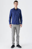 Long Sleeve Satin Pocketless Slim Fit Cotton Shirt 1004230912