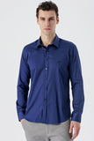 Long Sleeve Satin Pocketless Slim Fit Cotton Shirt 1004230912