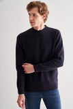 Crew Neck Long Sleeve Pocketless Standard Fit Cotton Knitwear 1012260150