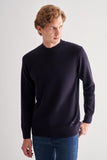 Crew Neck Long Sleeve Pocketless Standard Fit Cotton Knitwear 1012260150