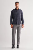 Half Italian Collar Long Sleeve Pocketless Slim Fit Classic Shirt 1004255162