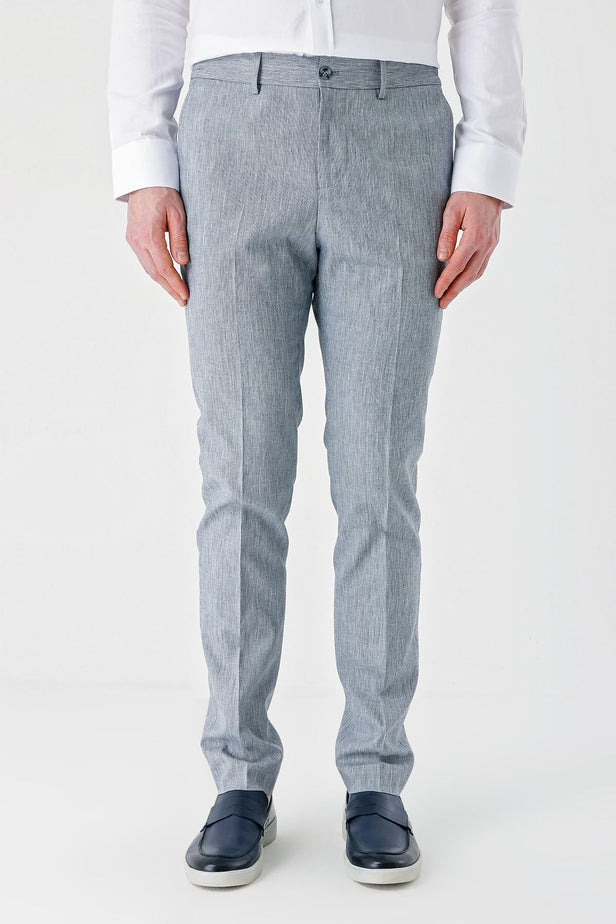 Elasticated Waist Linen Blend Slim Fit Jogger Pants with Side Pockets (Model 1003240103)