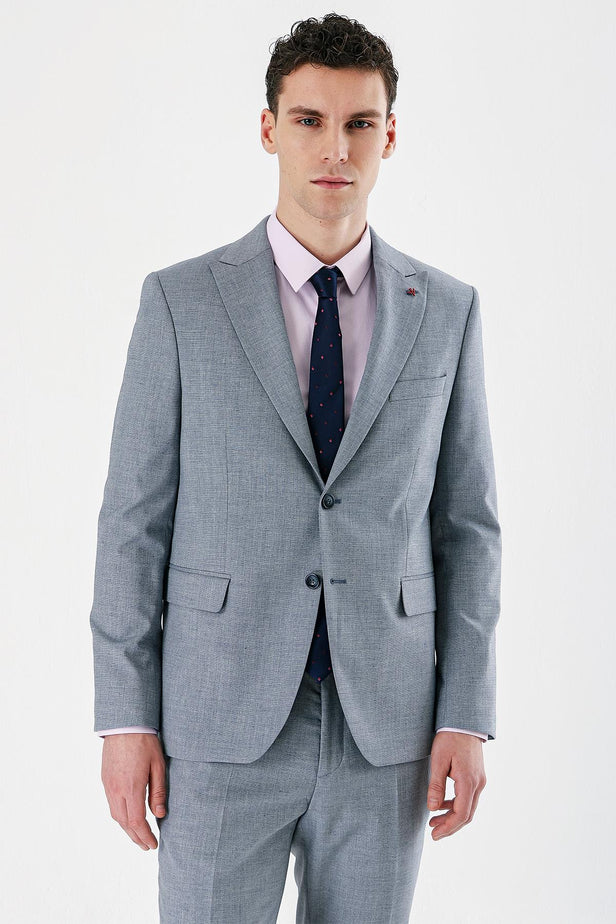Gray Filafil Peak Lapel Double Vent 6 Drop Slim Fit Classic Suit 1001240162