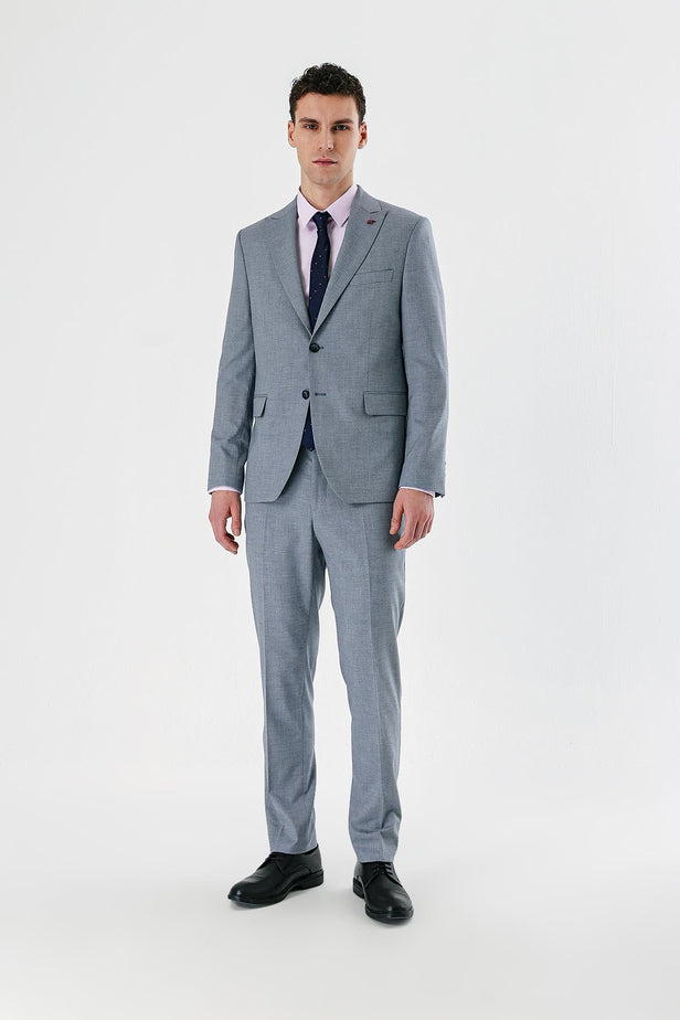 Gray Filafil Peak Lapel Double Vent 6 Drop Slim Fit Classic Suit 1001240162