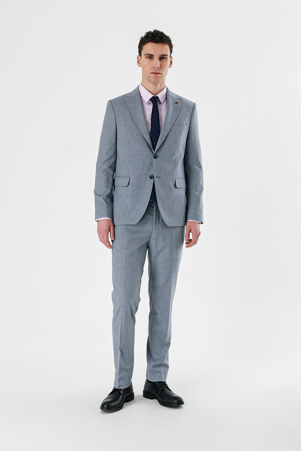 Gray Filafil Peak Lapel Double Vent 6 Drop Slim Fit Classic Suit 1001240162