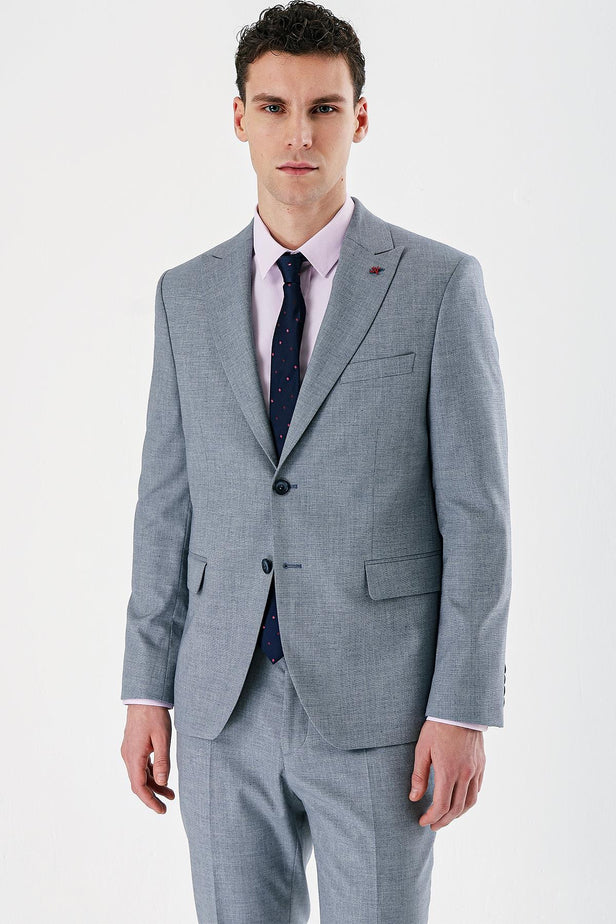 Gray Filafil Peak Lapel Double Vent 6 Drop Slim Fit Classic Suit 1001240162