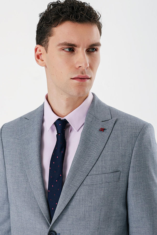 Gray Filafil Peak Lapel Double Vent 6 Drop Slim Fit Classic Suit 1001240162