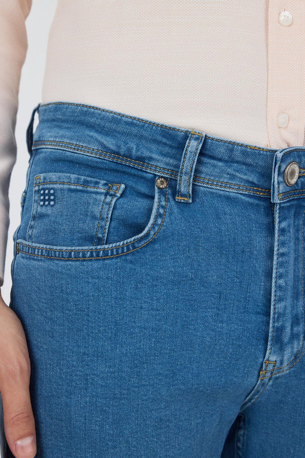 Gabardine Cotton 5 Pocket Straight Leg Slim Fit Denim Pants 1023250155