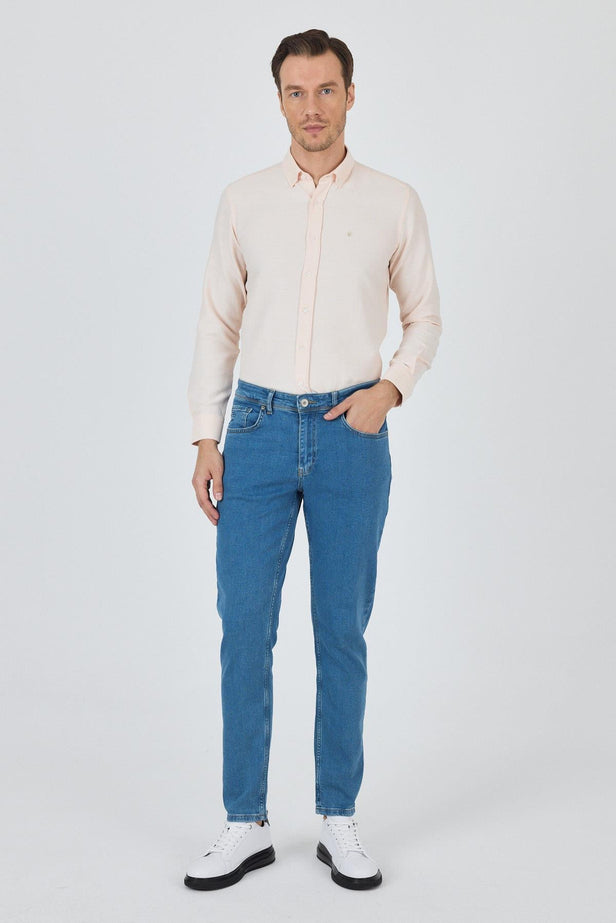 Gabardine Cotton 5 Pocket Straight Leg Slim Fit Denim Pants 1023250155