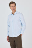 Long Sleeve Gabardine Hard Collar Pocketless Slim Fit Stretch Shirt 1004250234