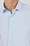 Long Sleeve Gabardine Hard Collar Pocketless Slim Fit Stretch Shirt 1004250234
