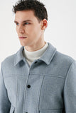 Felt College Collar Lined Slim Fit Casual Coat 1007235172