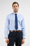 Blue Hard Collar Long Sleeve Slim Fit Cotton Blend Shirt (Model 1004255228)