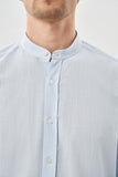 Long Sleeve Plain Weave Stand Collar Pocketless Cotton Casual Slim Fit Shirt 1004245270