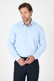 Long Sleeve Stiff Collar Pocketless Comfort Fit Cotton Shirt 1004250914