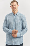 Long Sleeve Printed Embossed Pocketless Cotton Lycra Slim Fit Shirt 1004240100