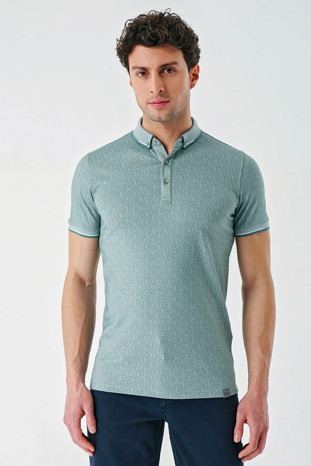 IMZA Men's Printed Oxford Slim Fit Casual Polo T-Shirt – 1011240177