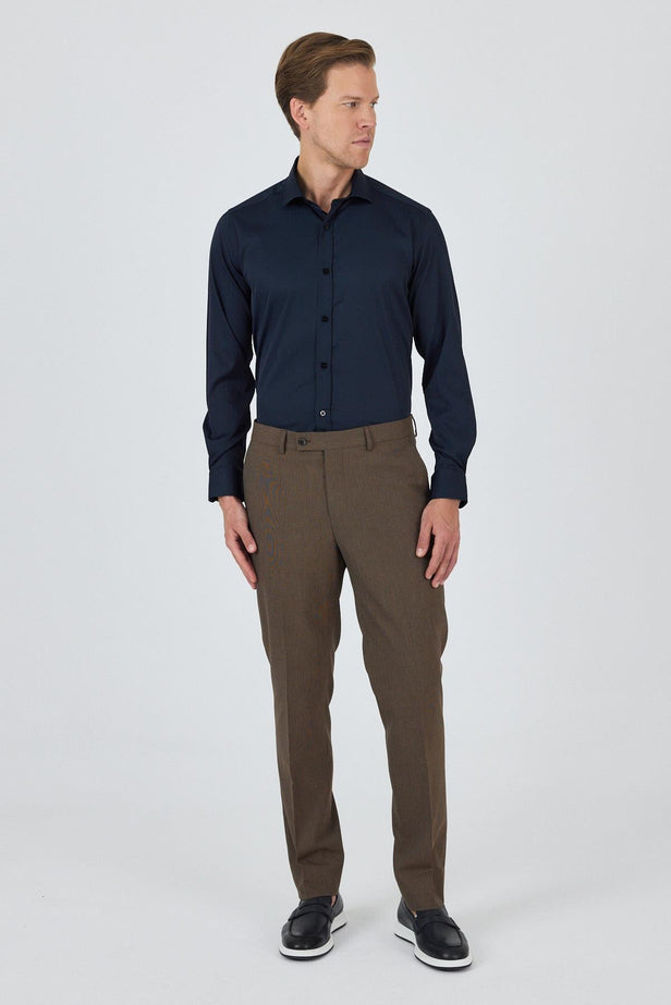 Light Brown Stretch Side Pocket Comfort Fit Classic Trousers 1003250151
